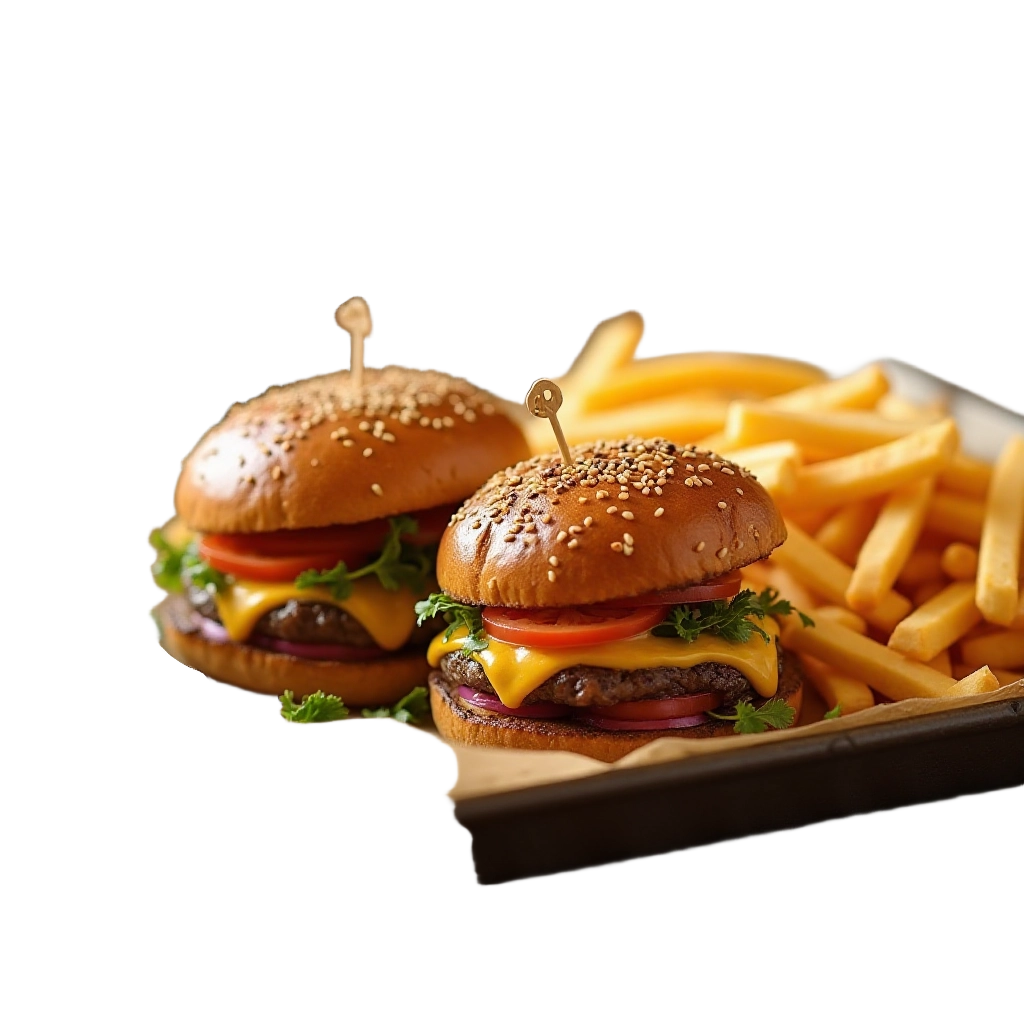 Delicious Cheeseburgers and Fries